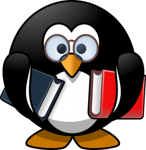 Dibujo de pingüíno con libros